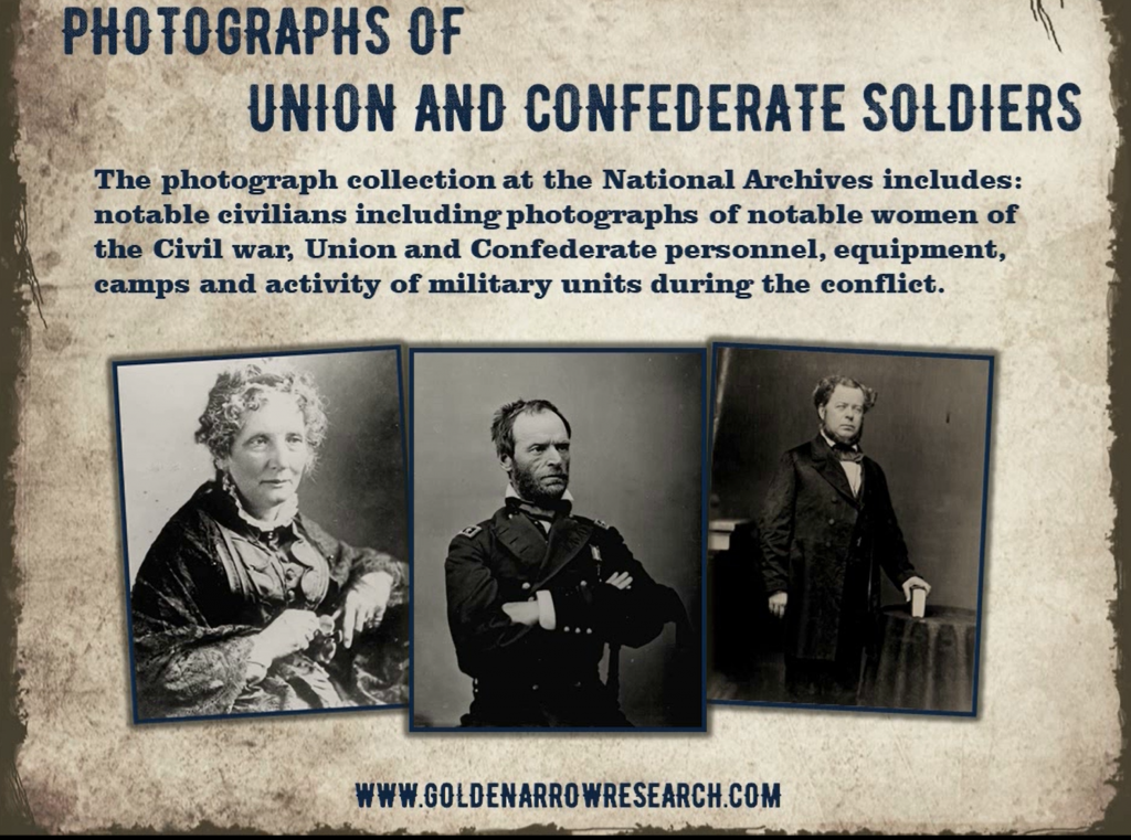 Photos of notable civil war personalities both military and civilian which are found at the nation archives research centers.