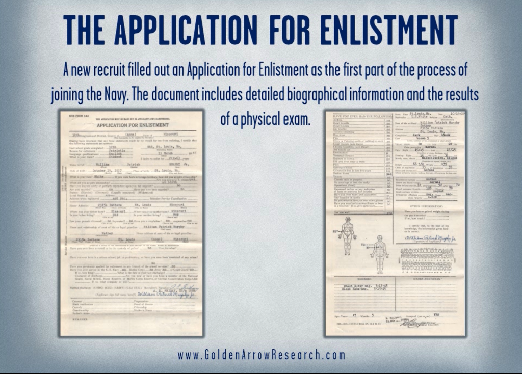 WWII Navy veteran official military personnel file OMPF application for enlistment