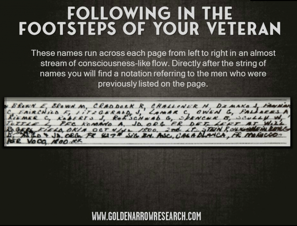 follow movement of individual veteran using morning reports. Will Rogers Field JD ORG DET PER VOCO