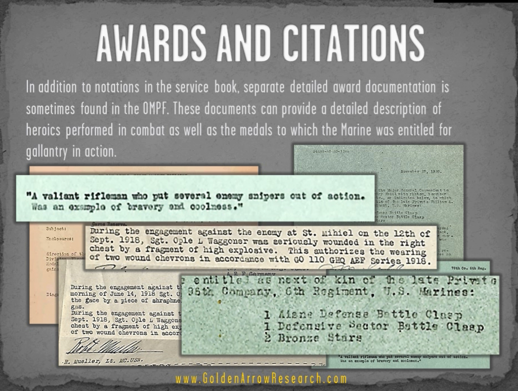 USMC OMPF awards medals commendation military record of veteran from archival research NARA NPRC military service records