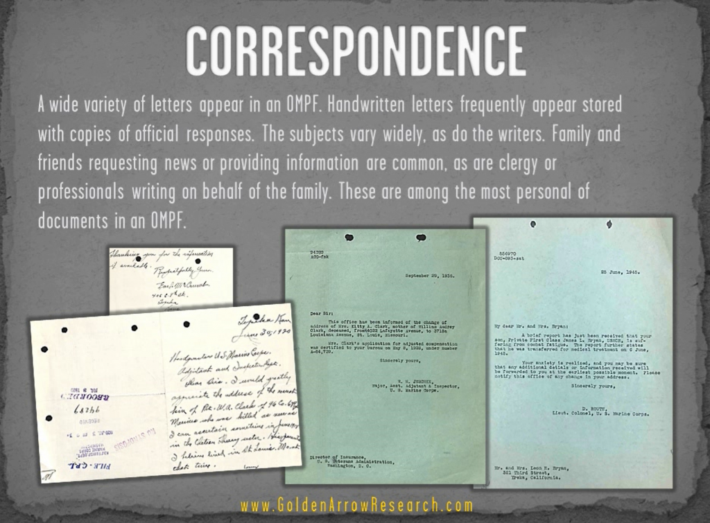 USMC OMPF military record correspondence genealogy family records casualty KIA from official military personnel file NPRC NARA archival research