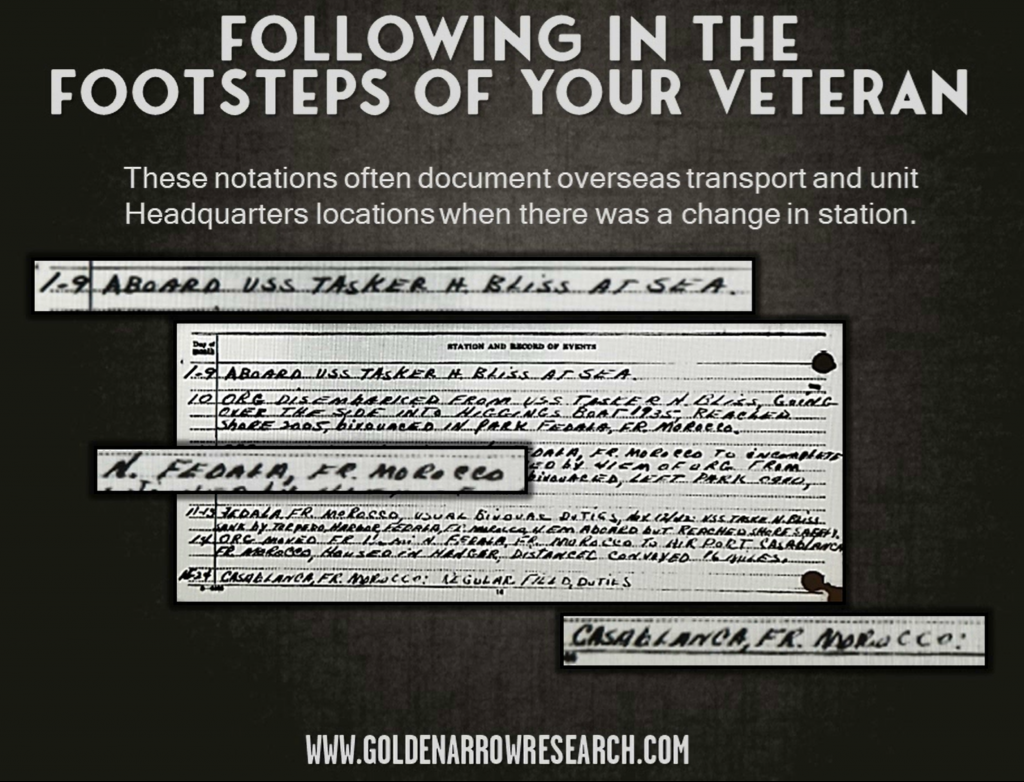 morning reports USS Bliss morocco Italy North Africa 1943 WWII overseas transport unit HQ