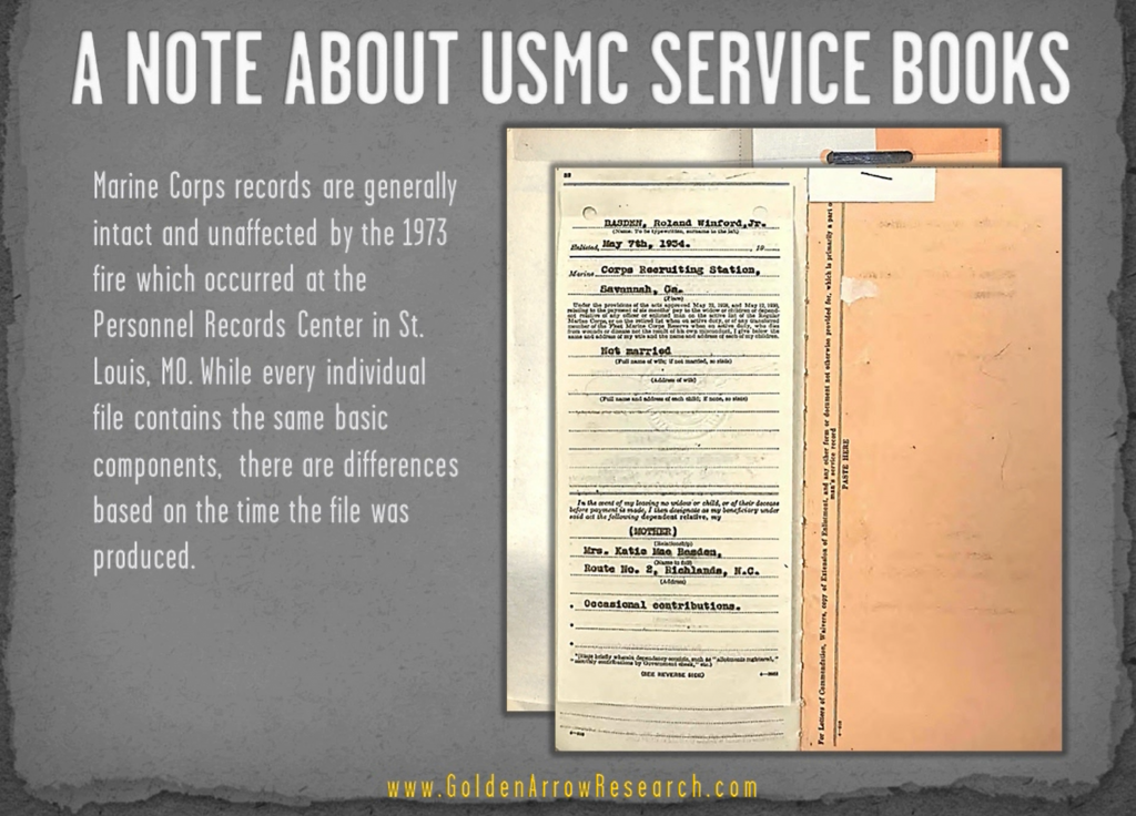 USMC OMPF beneficiary records from military record of veteran archival research of military service records at NPRC